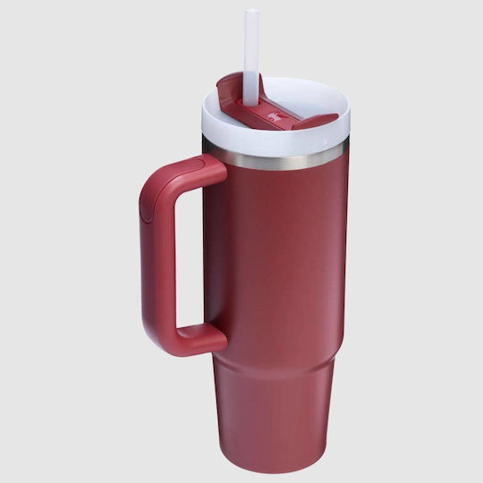 Stanley Quencher H2.0 FlowState Handled Tumbler Θερμός Ανοξείδωτο BPA Free 890ml Μπορντο με Καλαμάκι και Λαβή 10-12551-155