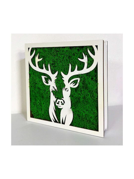 Forest Deer Painting Stabilized Natural Moss Green