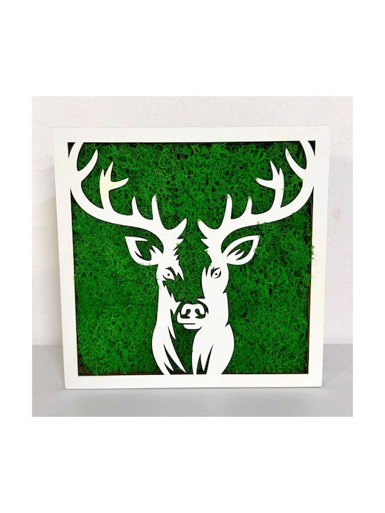 Forest Deer Painting Stabilized Natural Moss Green