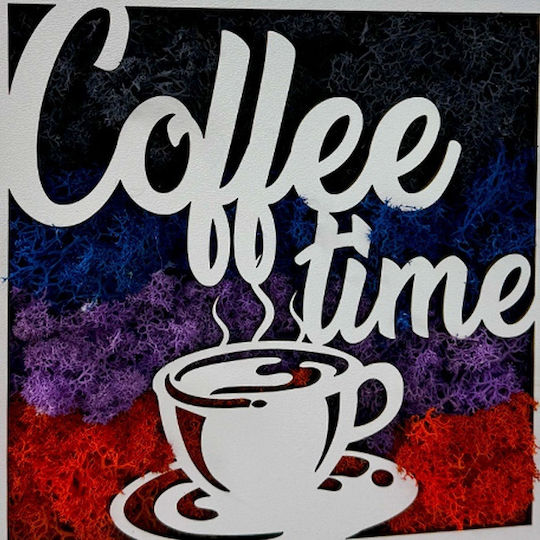 Coffee Time Bild Stabilisierte Natürliche Moos Blau-Lila-Rot Διάφορα Επιτραπέζια Διακοσμητικά