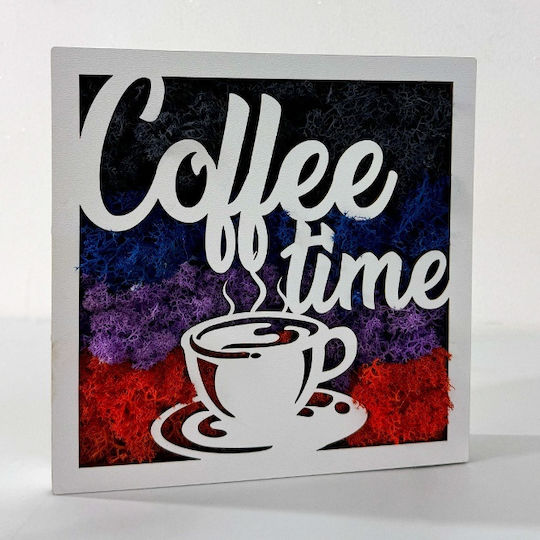Coffee Time Bild Stabilisierte Natürliche Moos Blau-Lila-Rot Διάφορα Επιτραπέζια Διακοσμητικά