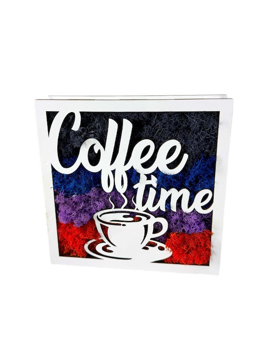 Coffee Time Bild Stabilisierte Natürliche Moos Blau-Lila-Rot Διάφορα Επιτραπέζια Διακοσμητικά