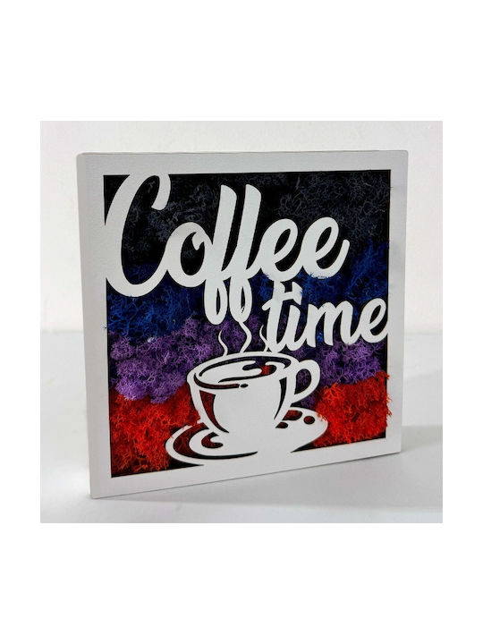 Coffee Time Bild Stabilisierte Natürliche Moos Blau-Lila-Rot Διάφορα Επιτραπέζια Διακοσμητικά