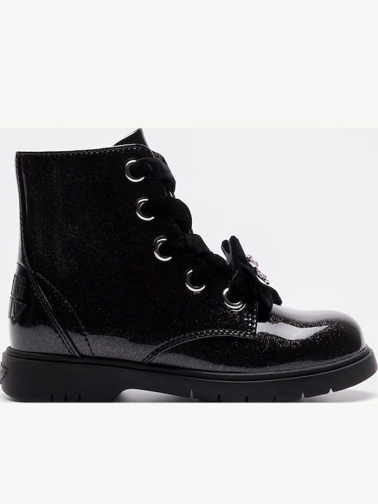Fior Di Fiocco Kids Boots from Patent Leather with Zipper Black