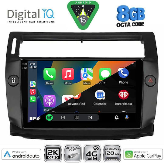 Digital IQ Car Audio System for Citroen C4 2004-2011 (Bluetooth/USB/AUX/WiFi/GPS/Apple-Carplay/Android-Auto) with Touch Screen 9"