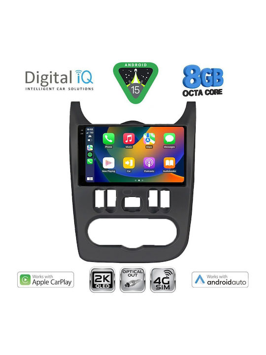 Digital IQ Car Audio System for Renault Logan Dacia Duster / Logan / Sandero 2006-2012 (Bluetooth/USB/AUX/WiFi/GPS/Apple-Carplay/Android-Auto) with Touch Screen 9"