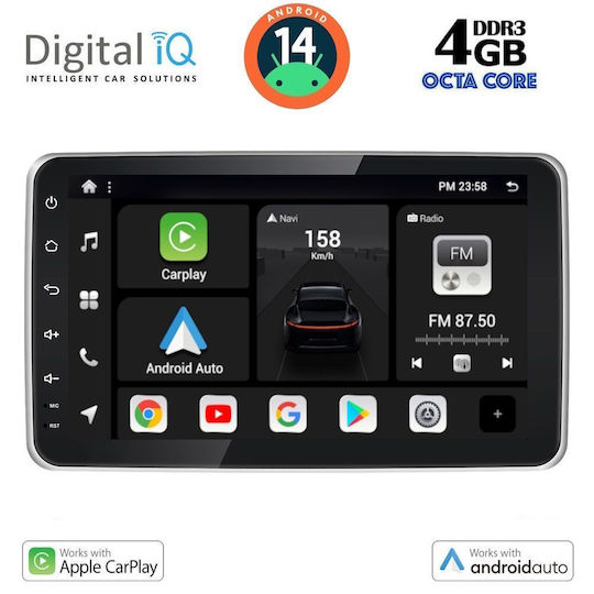 Digital IQ Автомобилна Аудио Система (Блутут/USB/AUX/WiFi/GPS/Apple-Carplay/Android-Auto) с Тъчскрийн 9"