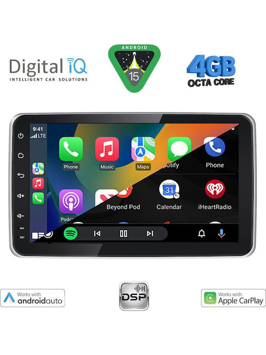 Digital IQ Car Audio System (Bluetooth/USB/AUX/WiFi/GPS/Apple-Carplay/Android-Auto) with Touch Screen 9"