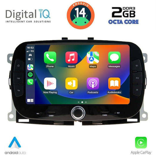 Digital IQ Car Audio System for Fiat 500 2016 (Bluetooth/USB/AUX/WiFi/GPS/Apple-Carplay/Android-Auto) with Touch Screen 7"