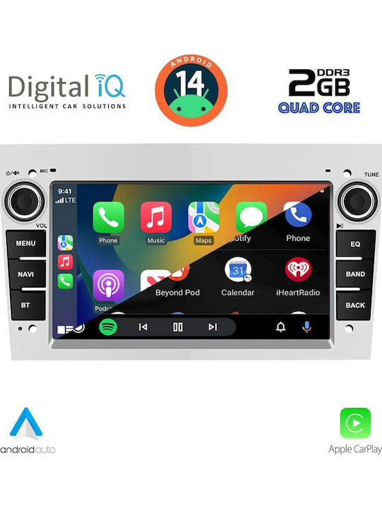 Digital IQ Car Audio System for Opel Corsa / Meriva / Tigra / Vectra 2003-2014 (Bluetooth/USB/AUX/WiFi/GPS/Apple-Carplay/Android-Auto) with Touch Screen 7"