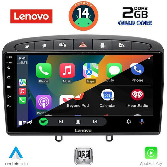 Lenovo Car Audio System for Peugeot 308 / RCZ 2007-2012 (Bluetooth/USB/AUX/WiFi/GPS/Apple-Carplay/Android-Auto) with Touch Screen 9"