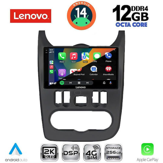 Lenovo Car Audio System for Renault Logan BMW X1 / X3 / X4 Dacia Duster / Logan / Sandero 2006-2012 (Bluetooth/USB/AUX/WiFi/GPS/Apple-Carplay/Android-Auto) with Touch Screen 9"
