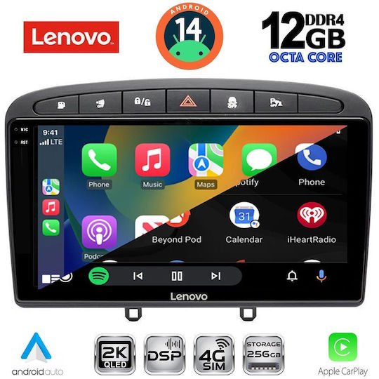 Lenovo Ηχοσύστημα Αυτοκινήτου για Peugeot 308 / RCZ BMW X1 / X3 / X4 2007-2012 (Bluetooth/USB/AUX/WiFi/GPS/Apple-Carplay/Android-Auto) με Οθόνη Αφής 9"