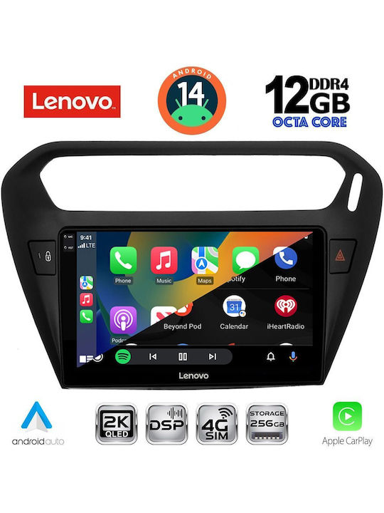 Lenovo Car Audio System for Peugeot 301 Citroen C-Elysee BMW X1 / X3 / X4 2013 (Bluetooth/USB/AUX/WiFi/GPS/Apple-Carplay/Android-Auto) with Touch Screen 9"