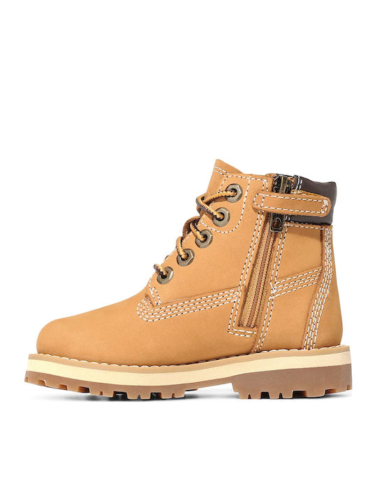 Courma Leather Kids Boots with Zipper Tabac Brown