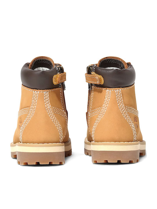 Courma Leather Kids Boots with Zipper Tabac Brown