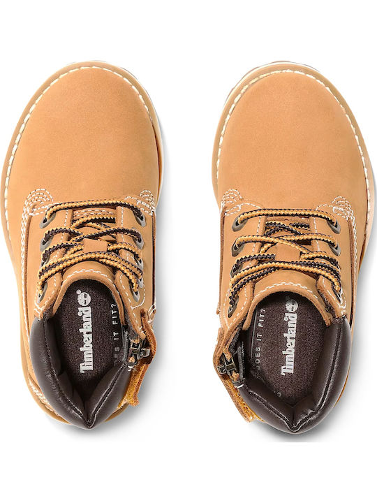 Courma Leather Kids Boots with Zipper Tabac Brown