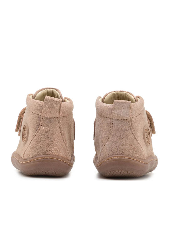 Anatomisch Lederne Kinderstiefeletten mit Klettverschluss Rosa