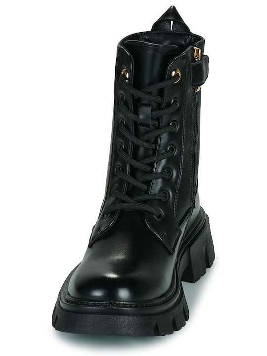 Lederne Kinderstiefel mit Reißverschluss Schwarz