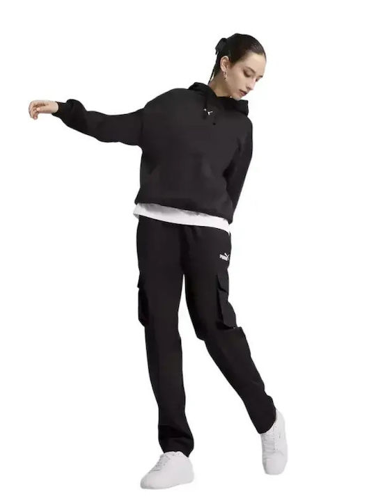 Logo Long Women's Sweatshirt Jacket Hooded Black