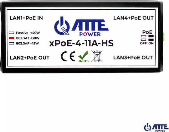 Atte Switch Poe Xpoe-4-11a-hs 4-Port Atte Extender