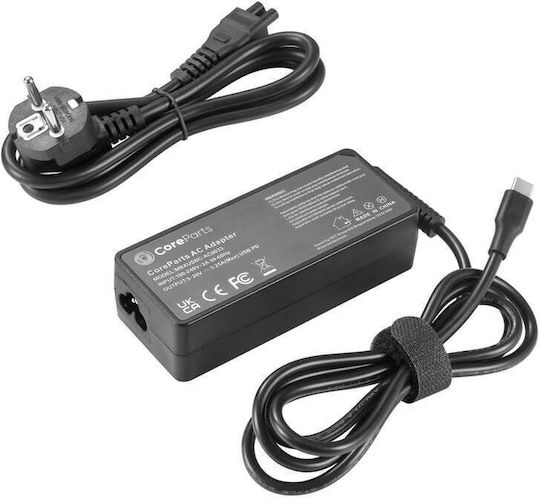 CoreParts USB-C Φορτιστής Laptop 65W με Αποσπώμενο Καλώδιο Τροφοδοσίας