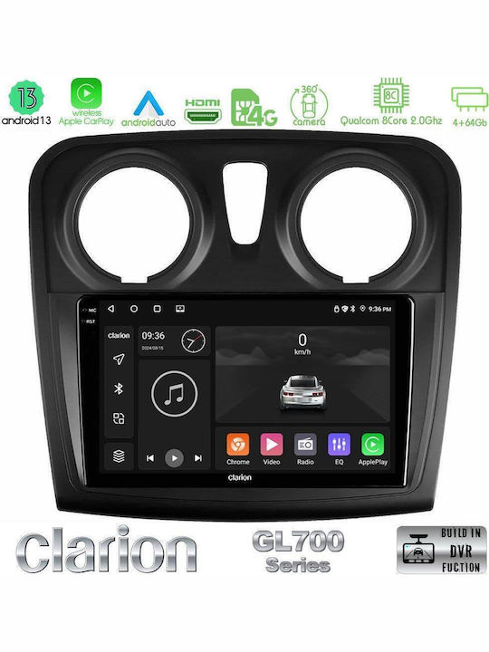 Clarion Sistem Audio Auto pentru Dacia Magazin online Dokker 2014-2021 (Bluetooth/USB/WiFi/GPS/Apple-Carplay/Android-Auto) cu Ecran Tactil 9"