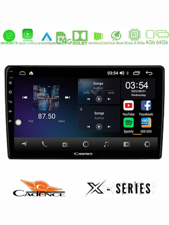 Cadence Car Audio System Chrysler PT Cruiser 2000-2005 (Bluetooth/USB/WiFi/GPS/Apple-Carplay/Android-Auto) with Touch Screen 9"