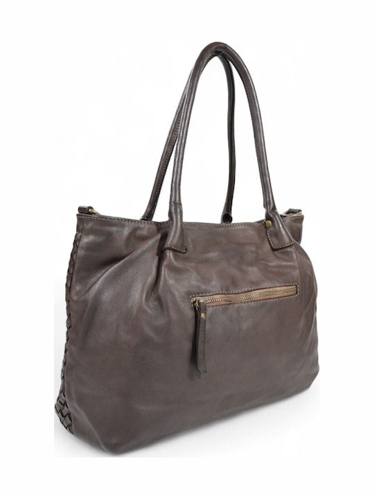 Leather Women's Shopper Bag Dark Chocolate Brown