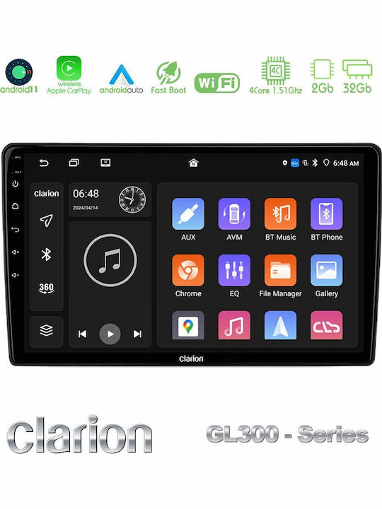 Clarion Car Audio System for Ford Courier 2015-2023 (Bluetooth/USB/WiFi/GPS/Apple-Carplay/Android-Auto) with Touch Screen 9"