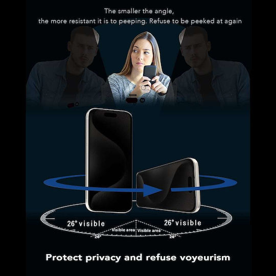 Anank 2.5d 360° Защитен Екран С Поверителност За iPhone 15 Pro Max Черен