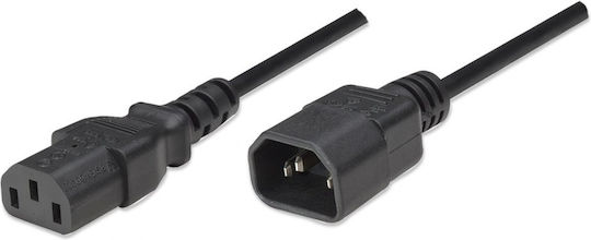 Manhattan IEC C14 - IEC C13 Cable 0.5m Μαύρο 352666