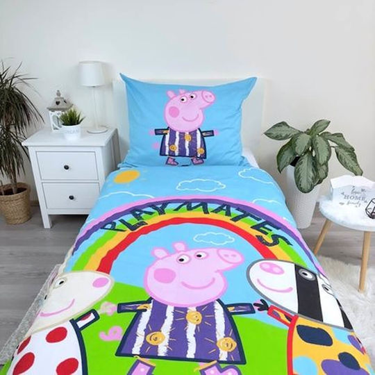 Halantex Halantex Kinderbettbezug Set Einzel mit Kissenbezug Baumwolle Hellblau 137x200cm