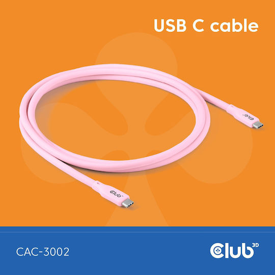 Club3D USB 4 Video Kabel USB-C Männlich - USB-C 240W PD Rosa 2m CAC-3002