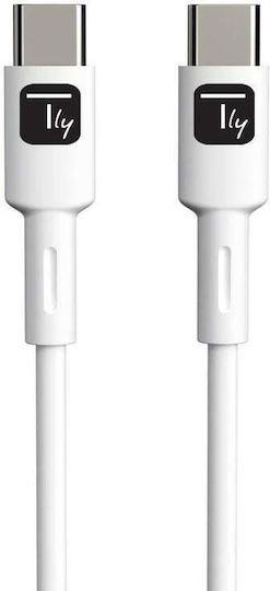 Techly USB 2.0 Cable USB-C male - USB-C 60W PD Λευκό 1m ICOC-MUSB20-C60W1