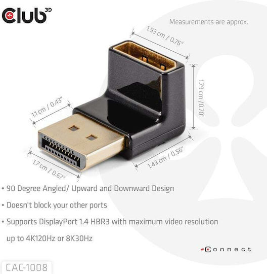 Club3D Converter DisplayPort male to DisplayPort male 1pcs CAC-1008