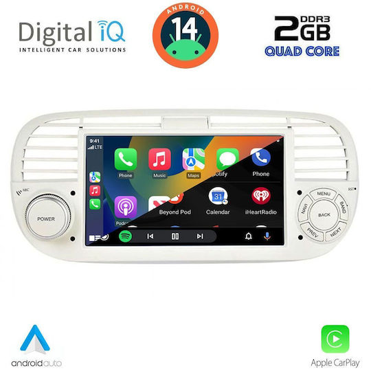 Digital IQ Ηχοσύστημα Αυτοκινήτου για Fiat 500 2007-2015 (Bluetooth/USB/AUX/WiFi/GPS/Apple-Carplay/Android-Auto) με Οθόνη Αφής 7"
