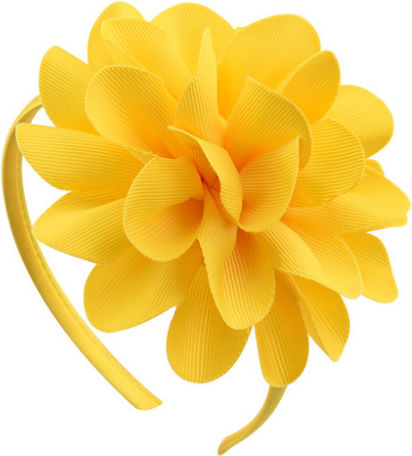 Hair Headband Satin Flowers Various Colors Dahlia