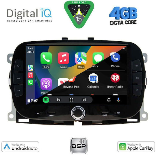 Digital IQ Car Audio System for Fiat 500 2016 (Bluetooth/USB/WiFi/GPS/Apple-Carplay/Android-Auto) with Touch Screen 7"