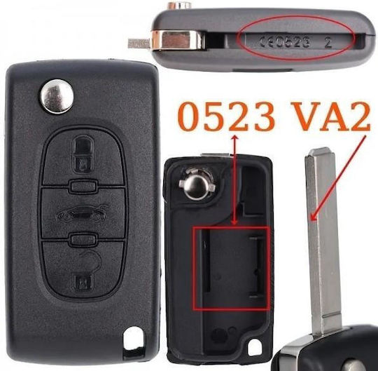 DGA Foldable Car Key for Citroen Berlingo / C3 / C4 Picasso / C2