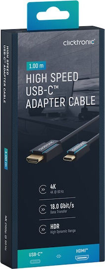 Clicktronic HDMI 1.4 High Speed 1080p 120Hz Cable HDMI Male - USB-C Male 1m Blue