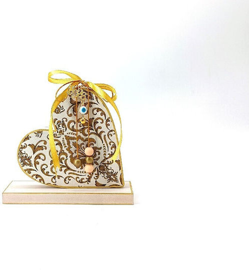 Korres Craft Handmade Hanging Lucky Charm Heart White made of Wood 13.5x14cm 1pcs