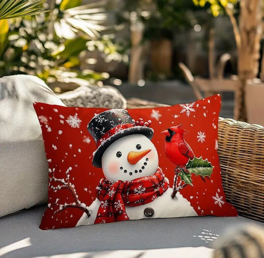 By Queen Limited Festive Edition Pillow Case Snowman & Cardinal 50×30 Cm