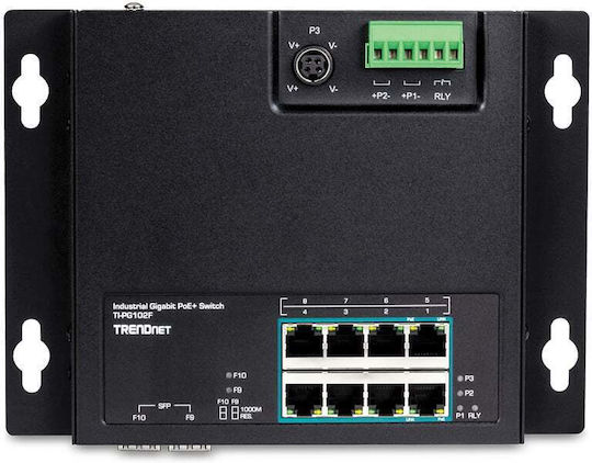 Trendnet TI-PG102F Неуправляем Превключвател L2 PoE+ с 8 Порта Gigabit (1Gbps) Ethernet и 2 SFP Порта