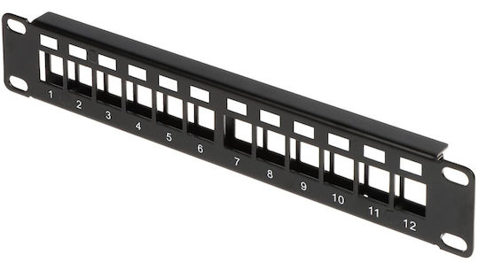 Delta Keystone Patch Panel für Rack 1U 10" 12 Ports Schwarz
