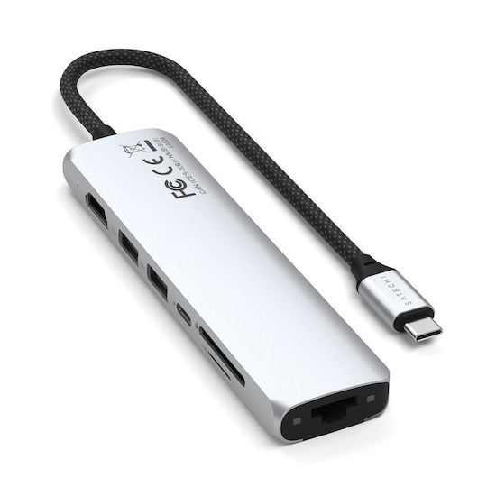 Satechi USB-C Docking Station με HDMI 4K PD Ethernet Ασημί (ST-P7SS)
