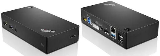 Lenovo ThinkPad USB 3.0 Pro USB-A Docking Station with DisplayPort 4K PD Ethernet Black