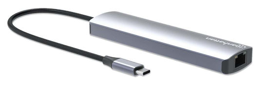 Manhattan USB-C Docking Station with HDMI 4K PD Ethernet Gray (153966)