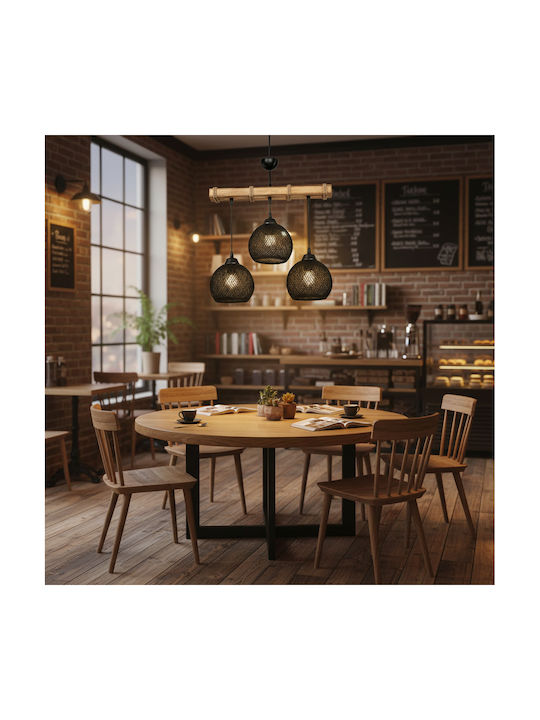 Pakketo PWL-1120 Pendant Light Black Boho with Rope for Socket E27 50x20x63cm