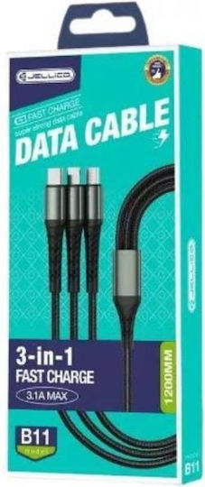 Jellico B11 Braided USB to Lightning / Type-C / micro USB 1m Cable (34.912.1048)